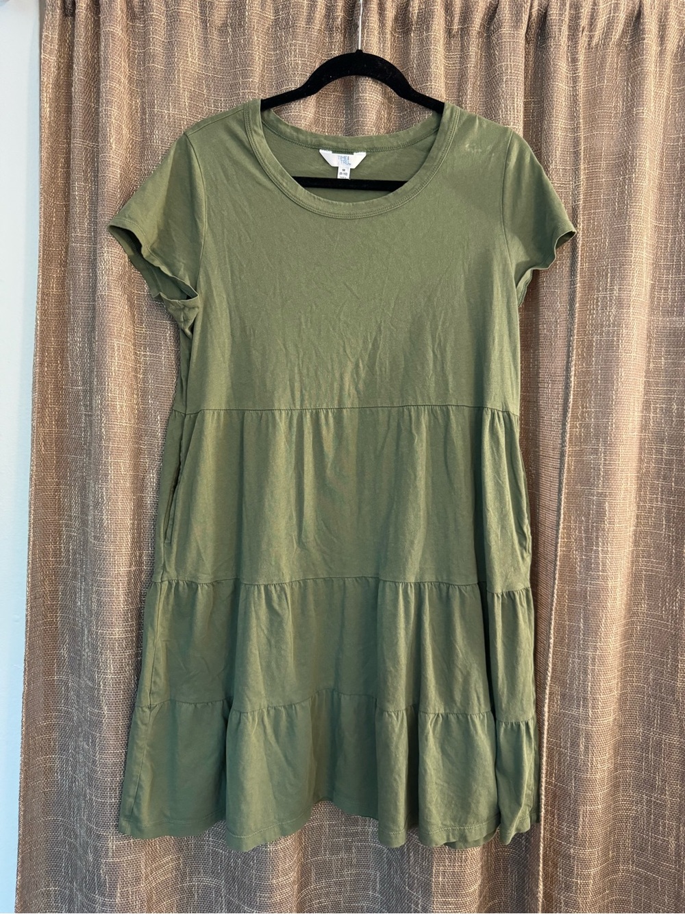 Tiered T-Shirt Dress Olive Green